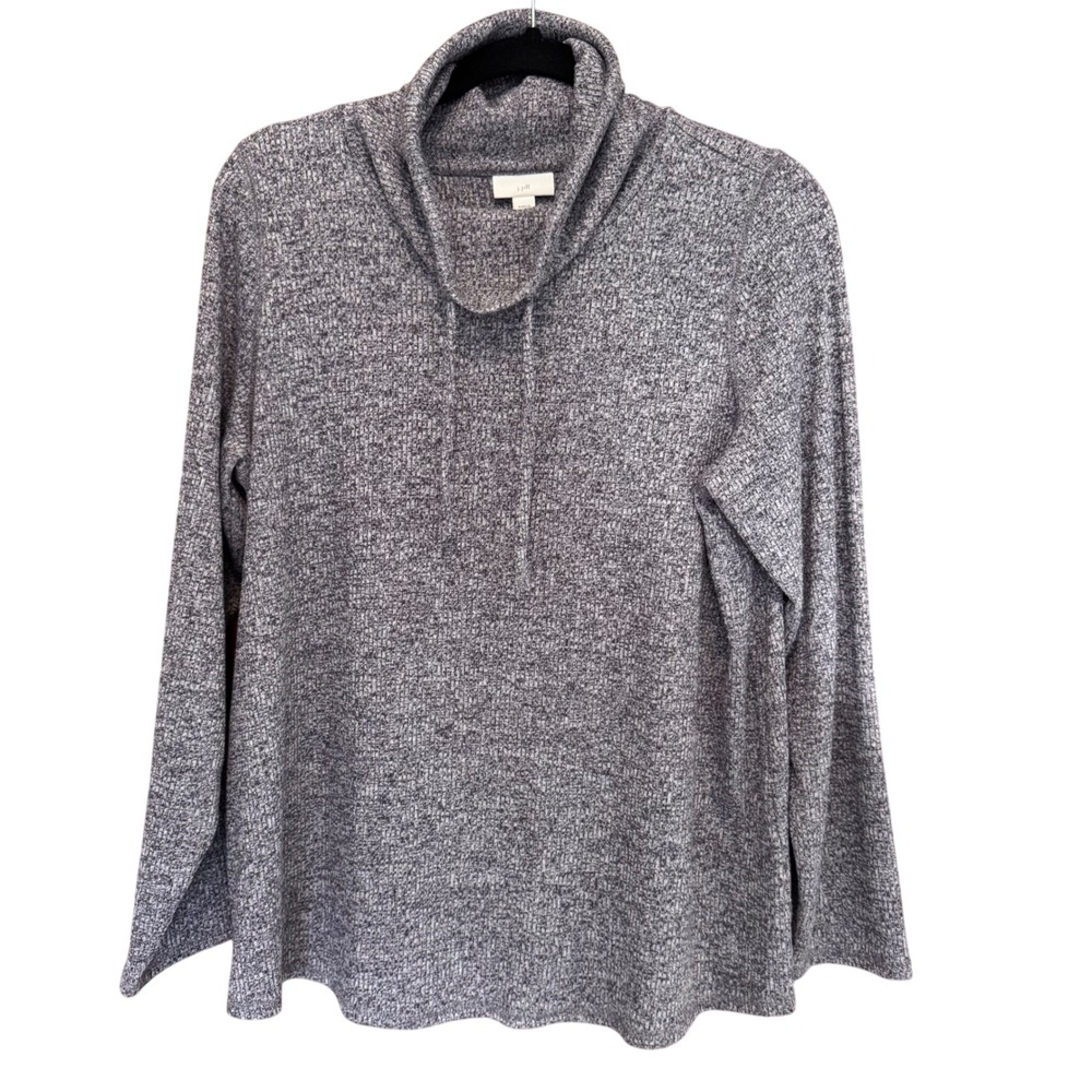 J‎ Jill Womens Medium Purple Gray Cowl Neck Long Sleeve Knit Pullover Top M